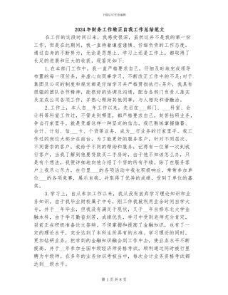 2024年财务工作转正自我工作总结范文