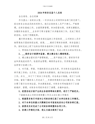 2024年财务总监个人总结