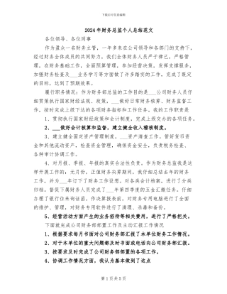 2024年财务总监个人总结范文