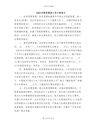 2024年财务报表工作小结范文
