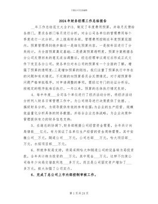 2024年财务经理工作总结报告