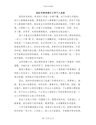 2024年财务统计工作个人总结