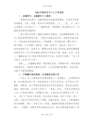 2024年财务见习个人工作总结