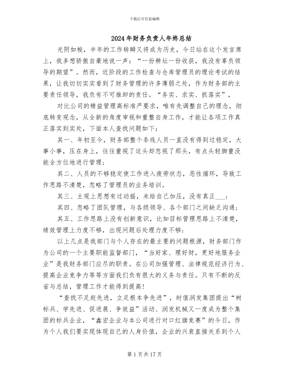 2024年财务负责人年终总结_第1页