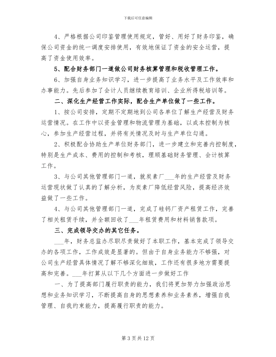 2024年财务部个人年度工作总结报告_第3页