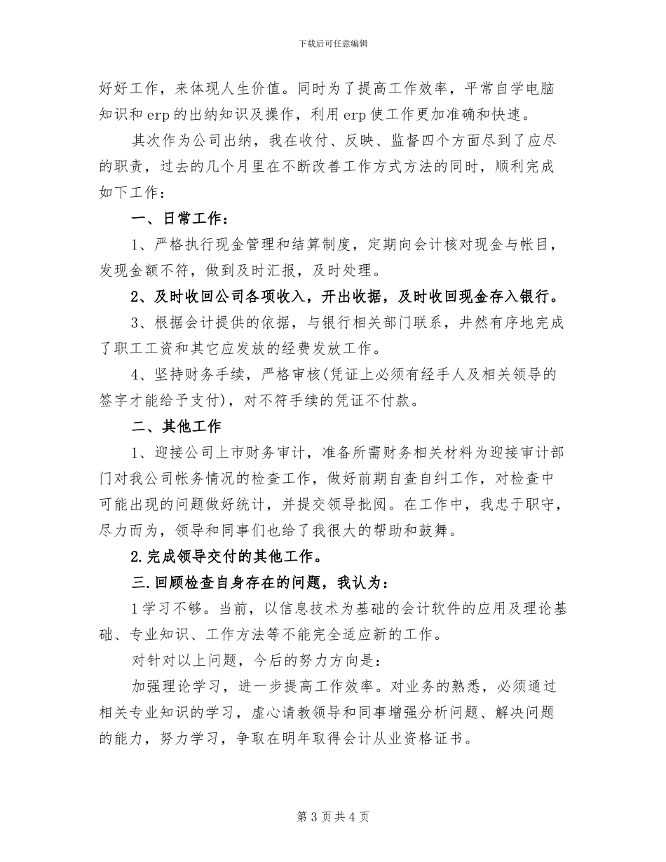 2024年财务部出纳工作总结报告_第3页