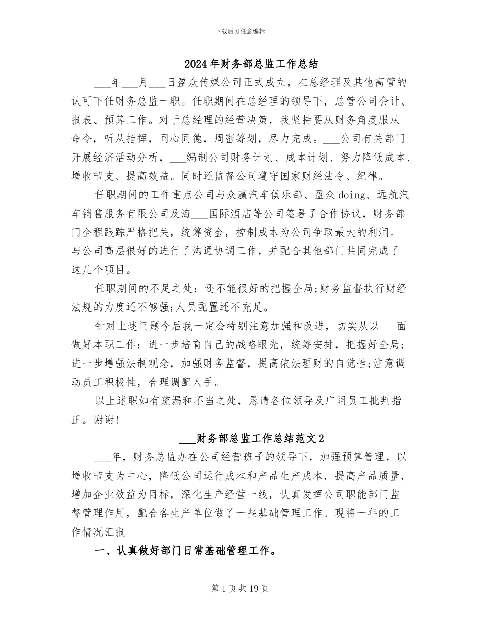 2024年财务部总监工作总结_第1页