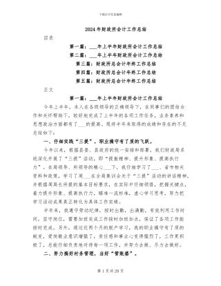 2024年财政所会计工作总结