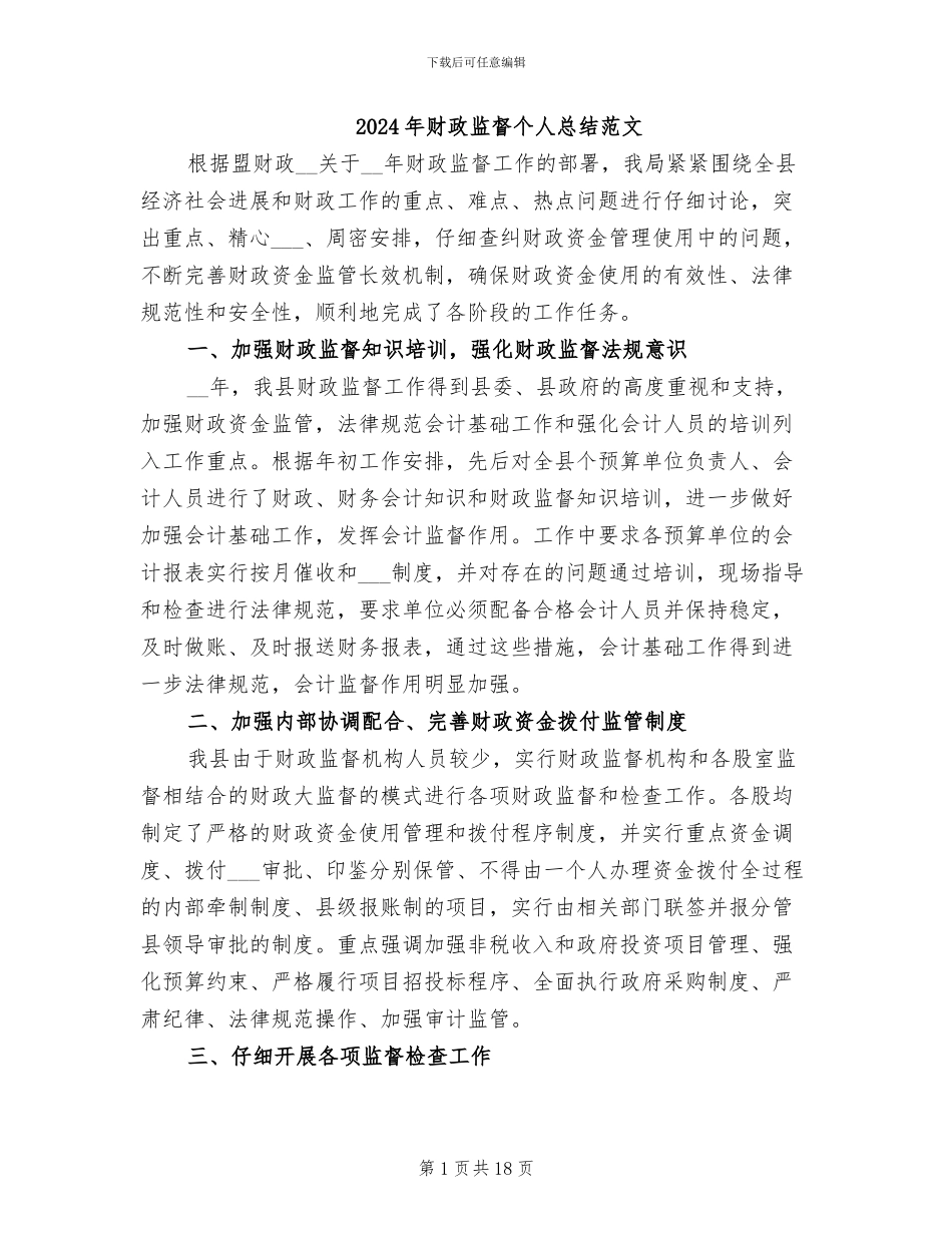 2024年财政监督个人总结范文_第1页