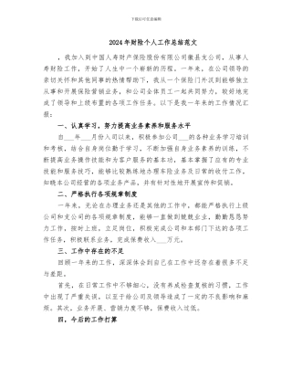 2024年财险个人工作总结范文