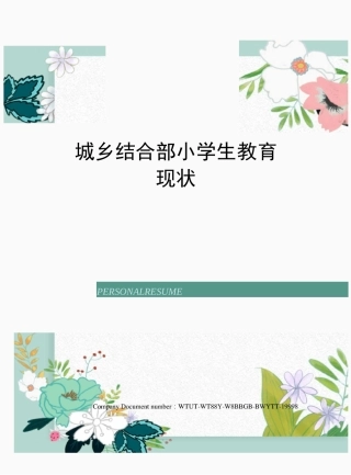 城乡结合部小学生教育现状