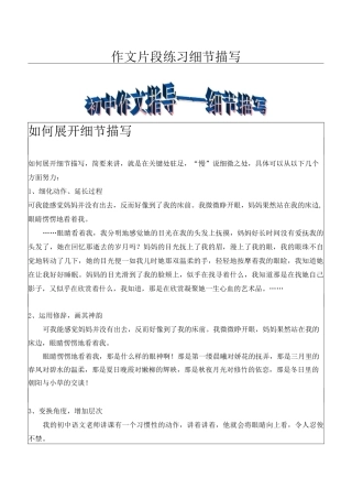 作文片段练习之细节描写