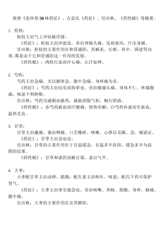 黄煌药征任应秋药性赋经方药论精华