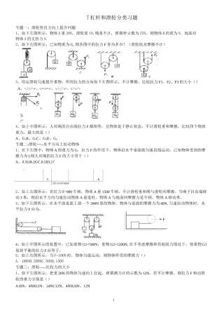 8杠杆 滑轮题型分类练习
