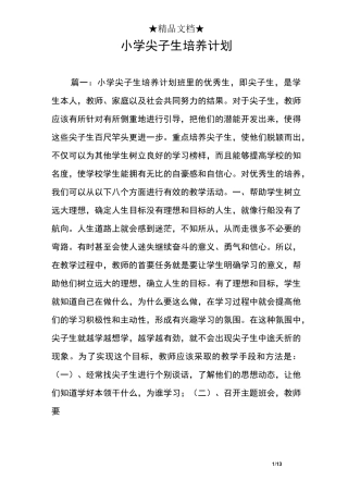 小学尖子生培养计划