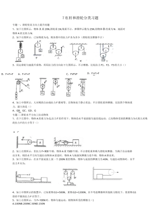 8杠杆-滑轮题型分类练习