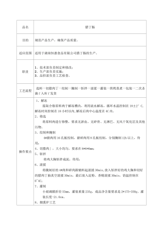 肉制品加工工艺操作标准