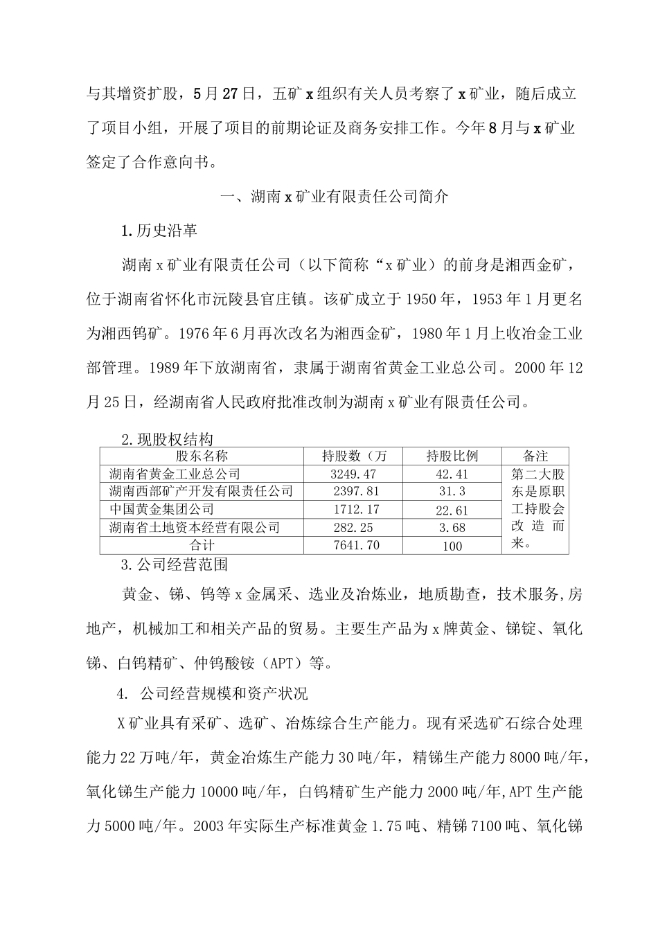 矿业公司项目建议书_第2页