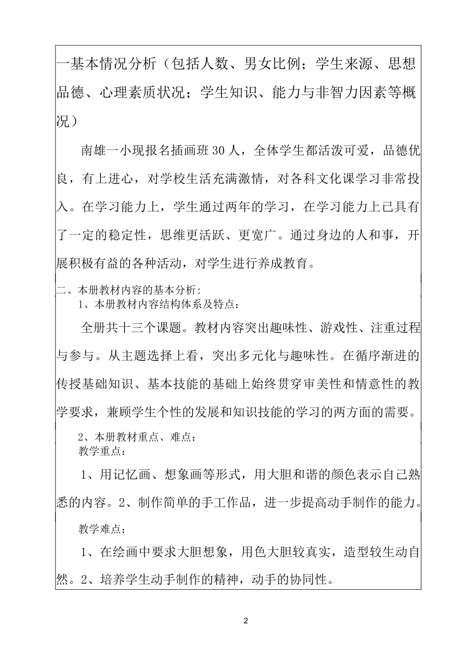 美术第二课堂教学计划_第2页