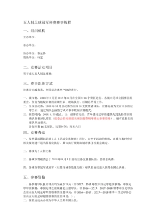 5人制赛事规程