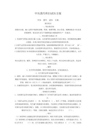 中压蒸汽吹扫试压方案