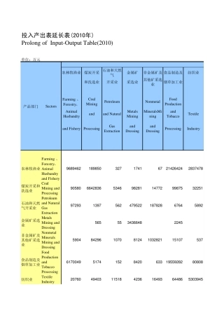 中国2010年投入产出表延长表42部门