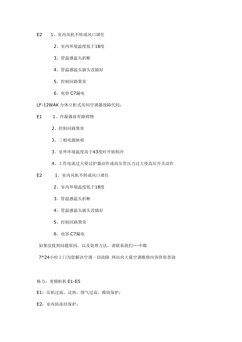 中国21个品牌空调故障代码大全最齐全_第3页