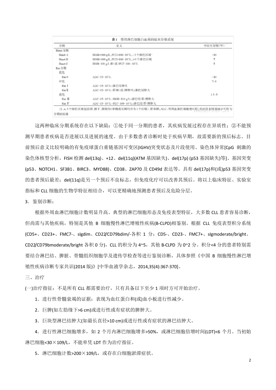 中国CLL／SLL诊断与治疗指南(2015年版)_第2页