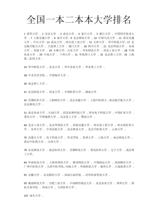 中国一本二本三本大学排名