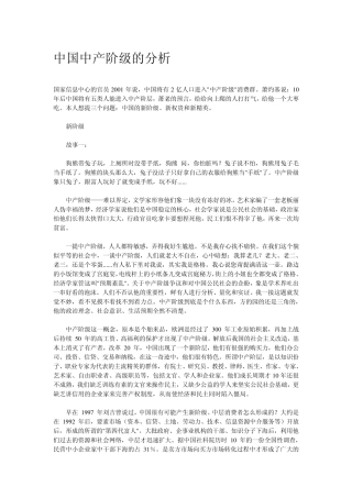 中国中产阶级的分析