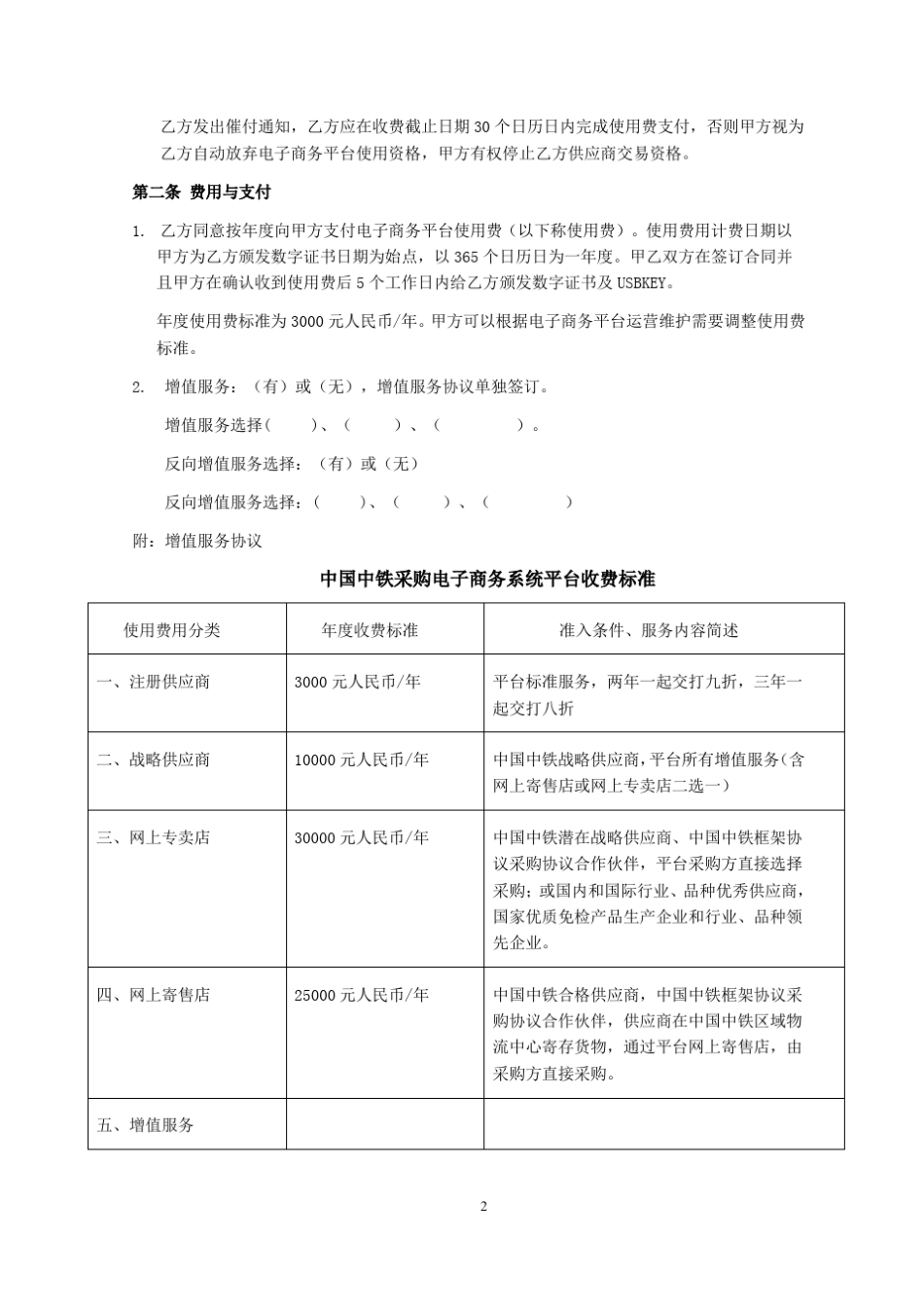中国中铁采购电子商务系统平台服务合同_第2页