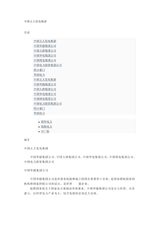 中国五大发电集团
