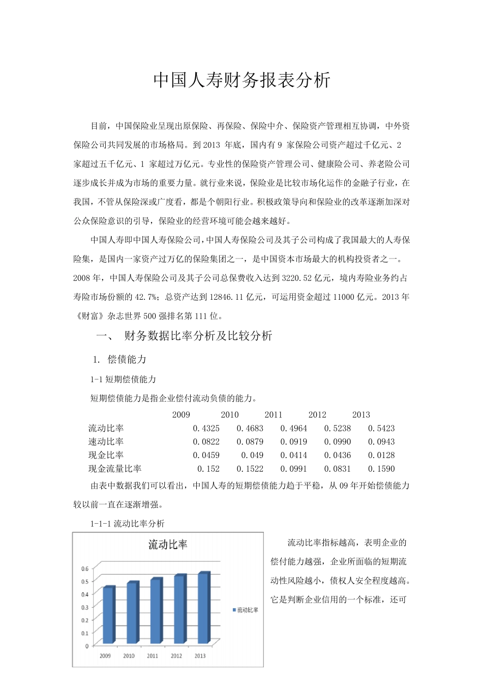 中国人寿财务报表分析(0913年)_第1页