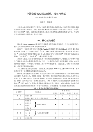 中国企业核心能力剖析：海尔与长虹
