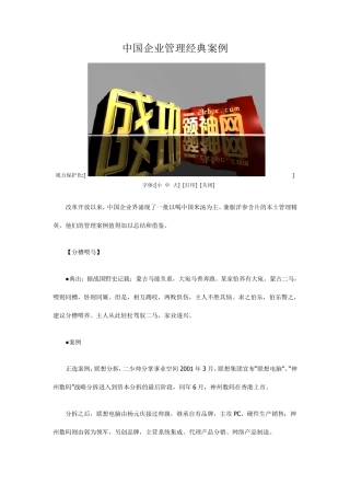 中国企业管理经典案例