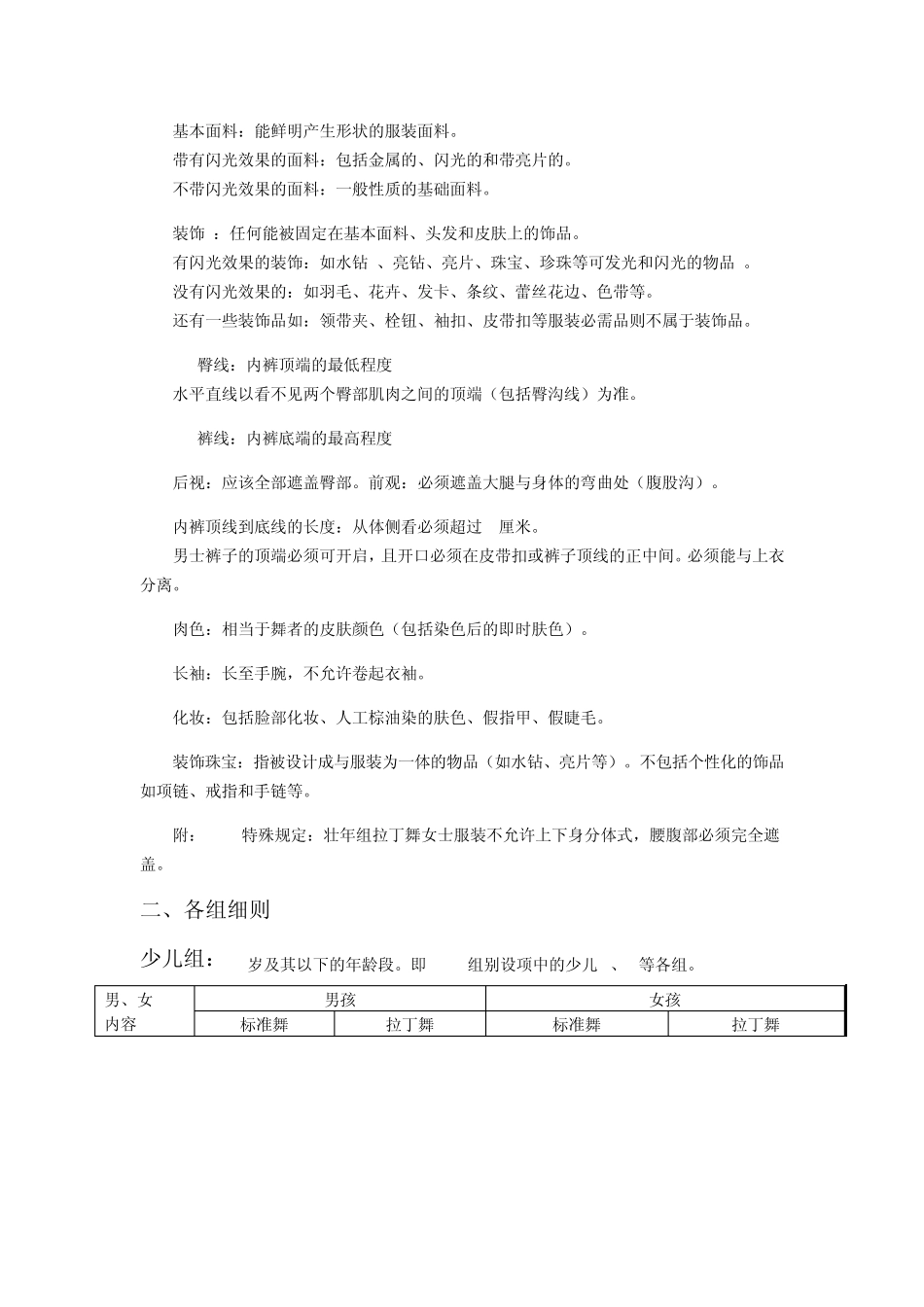中国体育舞蹈联合会体育舞蹈比赛服装规定_第2页