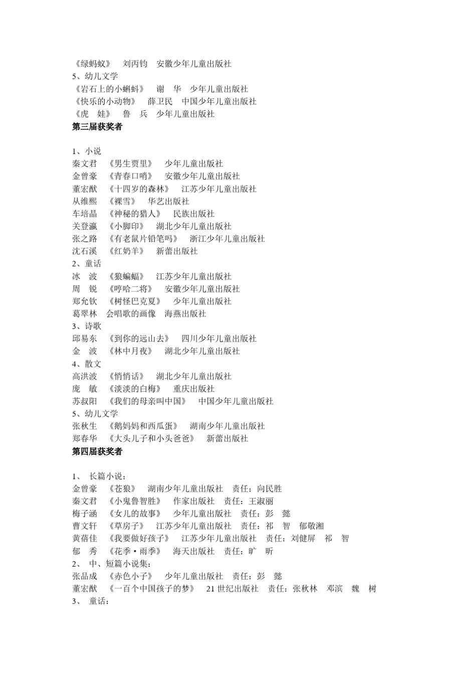 中国儿童文学获奖作品_第3页