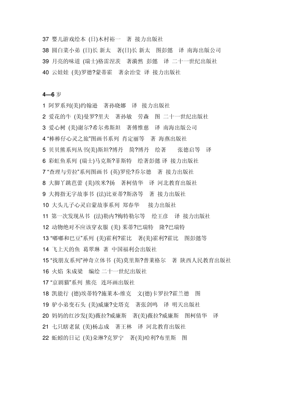 中国儿童阅读参考书目(分级)_第3页