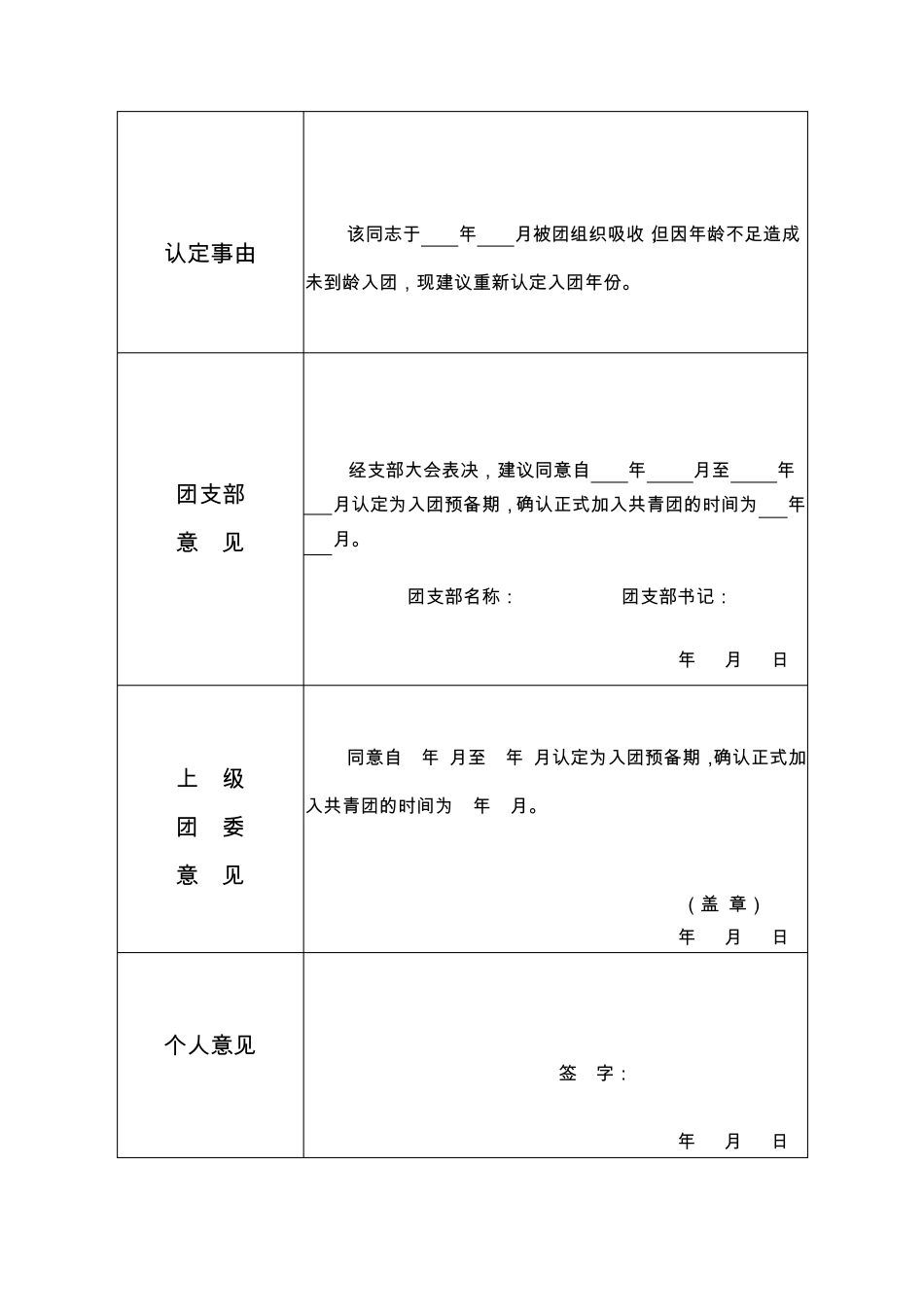 中国共产主义青年团团员入团时间认定审批表_第2页