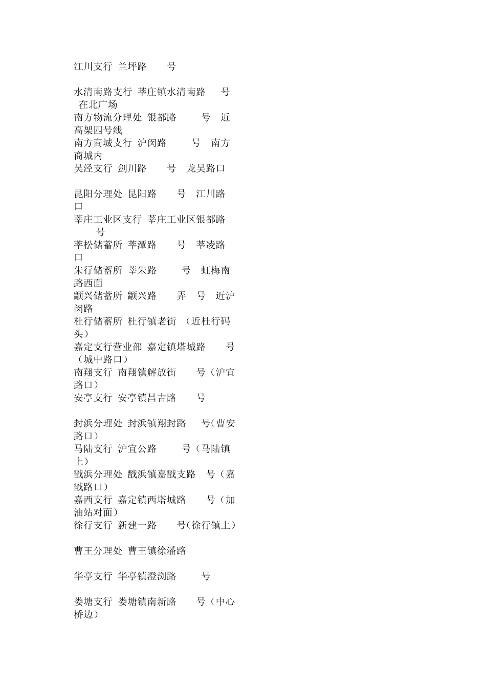 中国农业银行上海分行各支行营业网点及联系电话大全_第2页