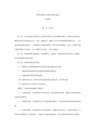 中国农业银行内部控制基本规定