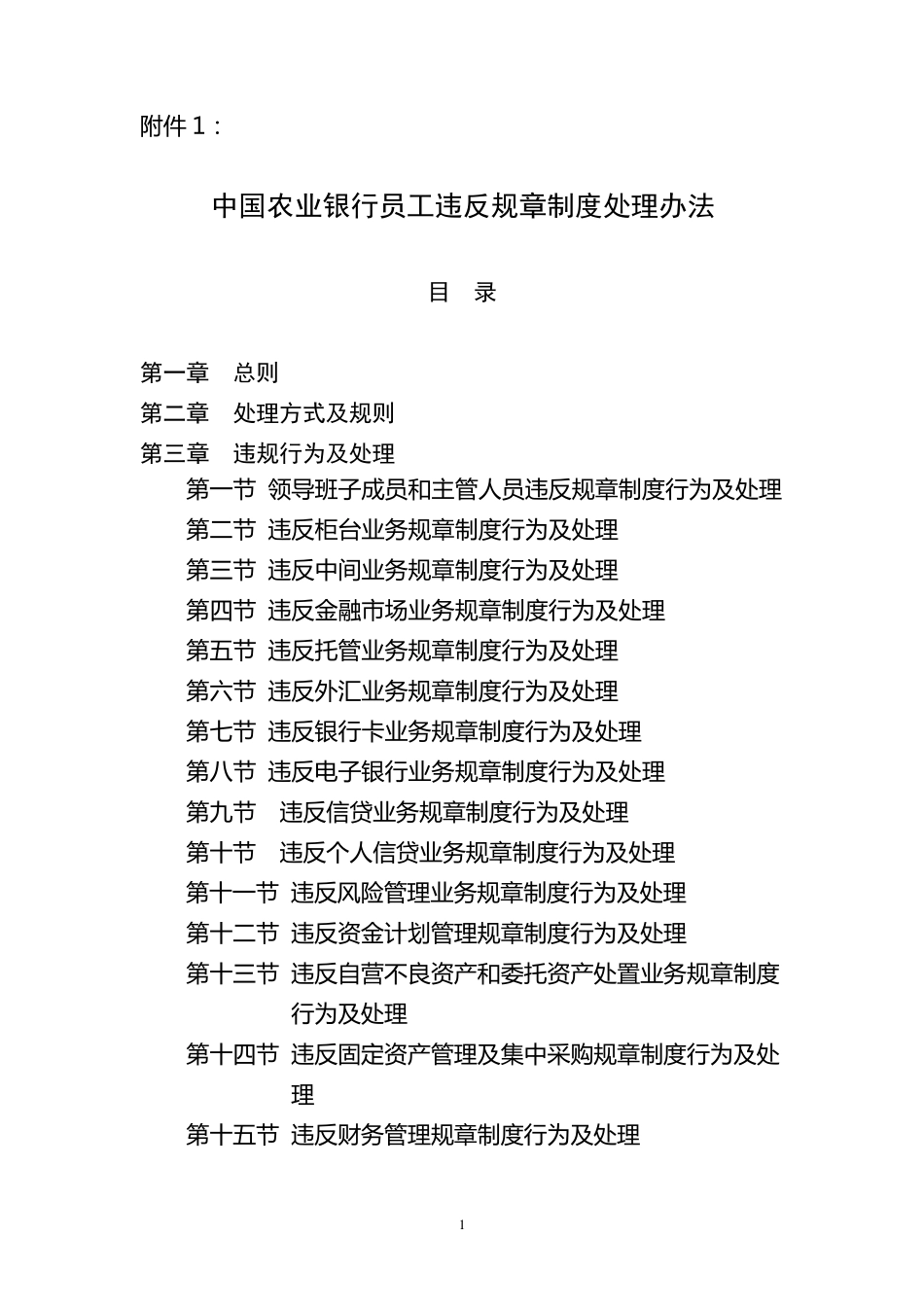 中国农业银行员工违反规章制度处理办法(修正案)_第1页
