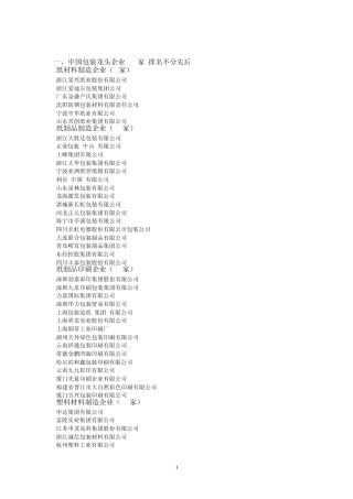中国包装龙头企业(81家)