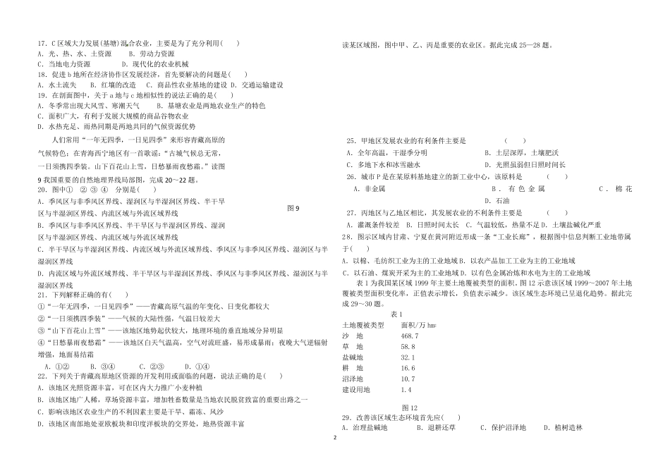 中国区域地理试题_第2页