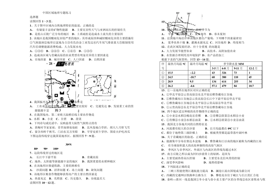中国区域地理试题2012_第1页
