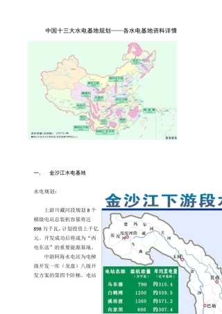 中国十三大水电基地详情