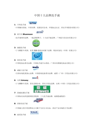 中国十大品牌洗手液