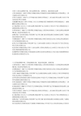 中国十大珠宝品牌榜中榜