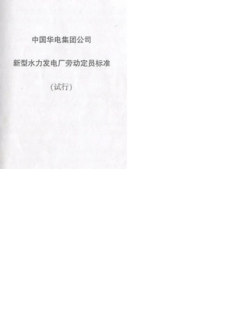 中国华电集团公司新型水力发电厂劳动定员标准