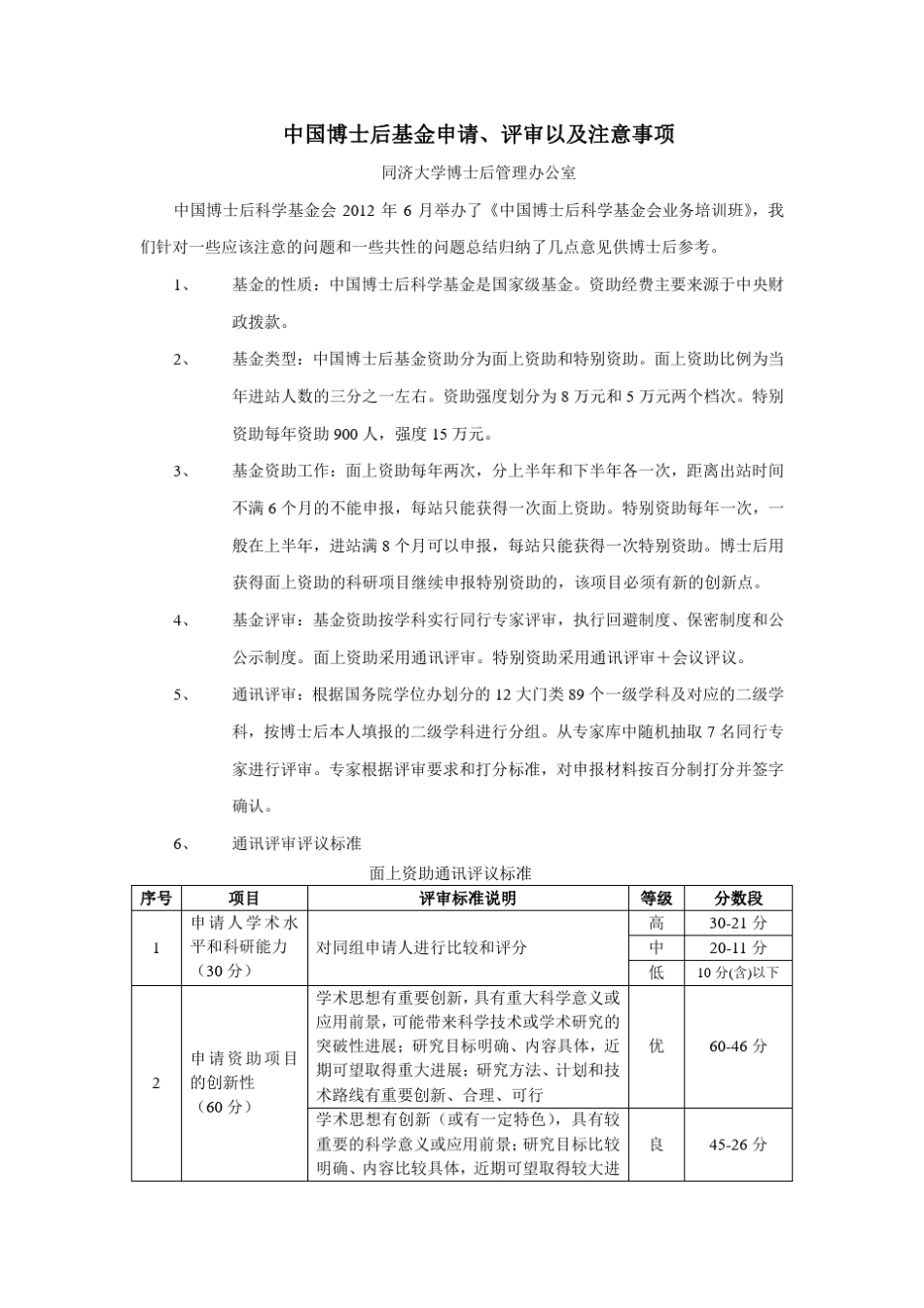 中国博士后基金申请注意事项及成功总结_第1页
